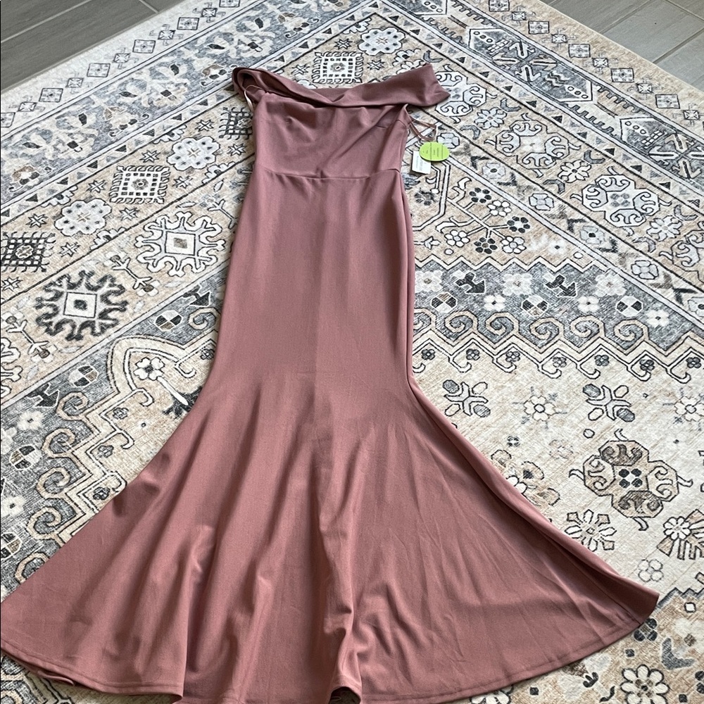 Elegant Mauve Off-Shoulder Dress